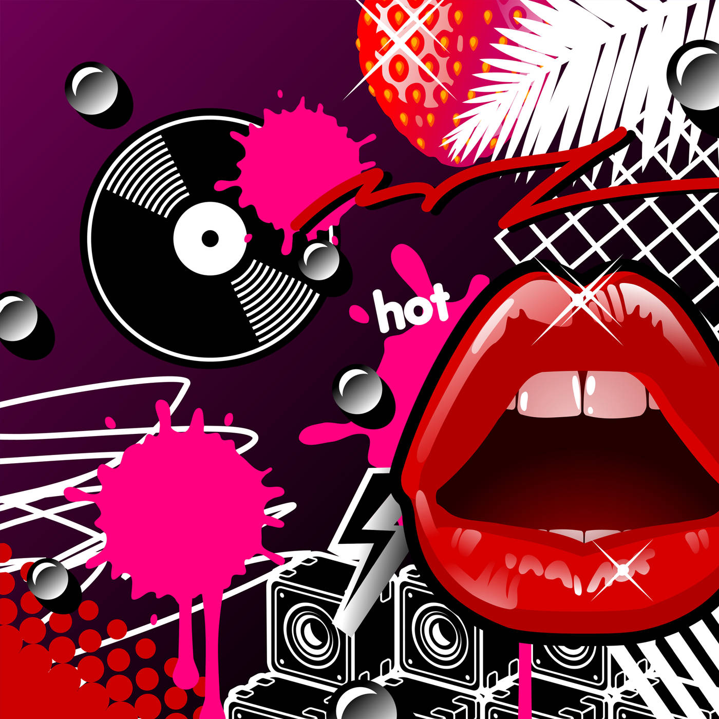 80s Rock Red Lips Background