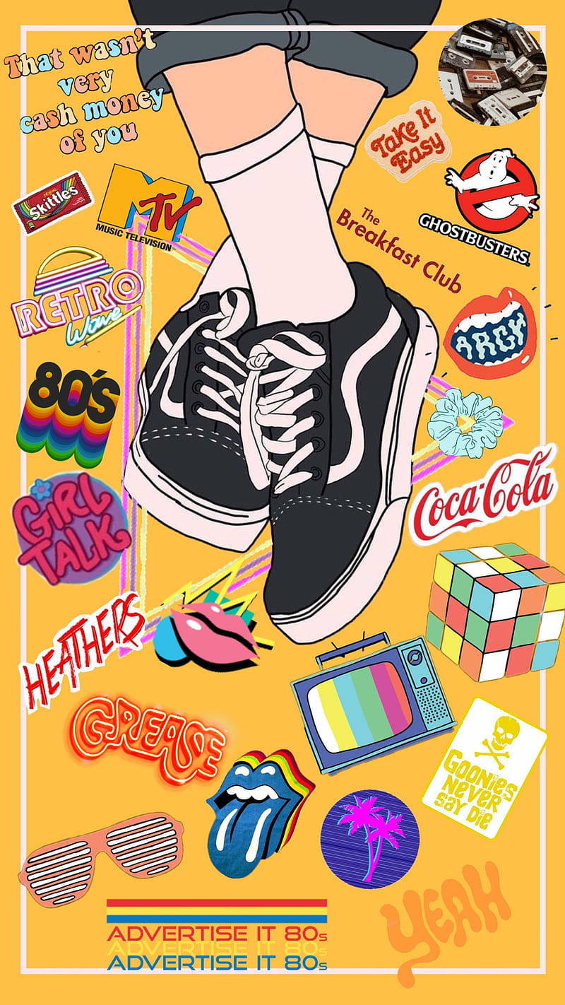 80s Rock Trends With Sneakers Background