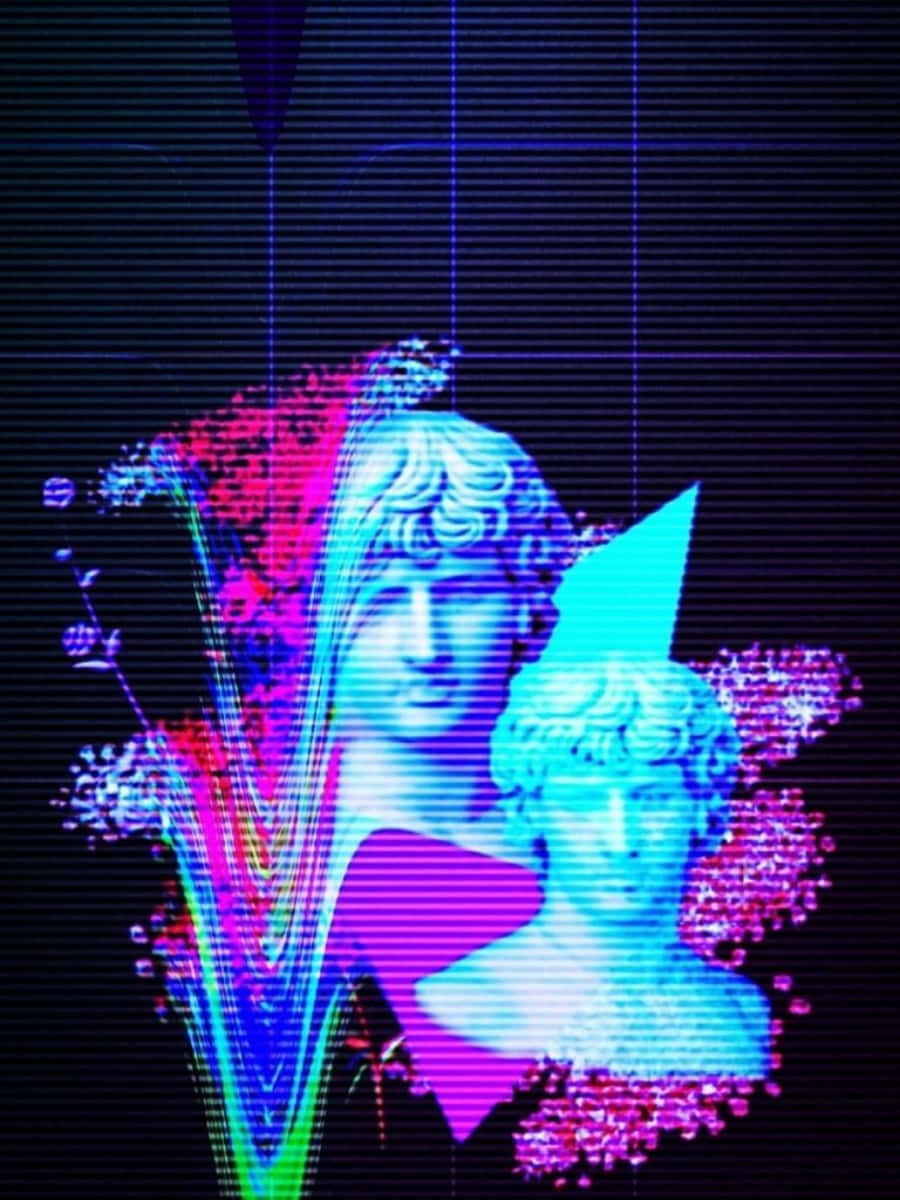 80s Vaporwave Digital Retro Art Background