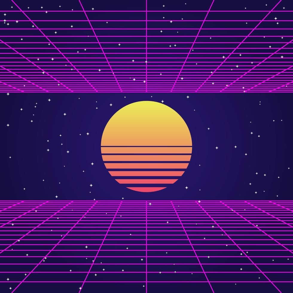 80s Vaporwave Neon Pink Gridline Pattern Background