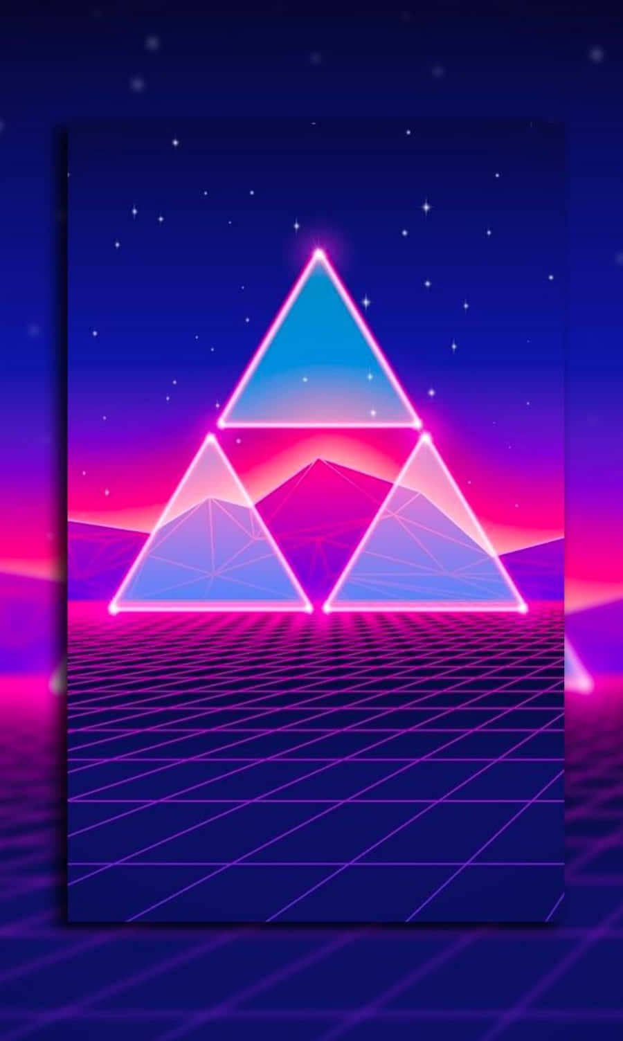 80s Vaporwave Triple Triangles Background