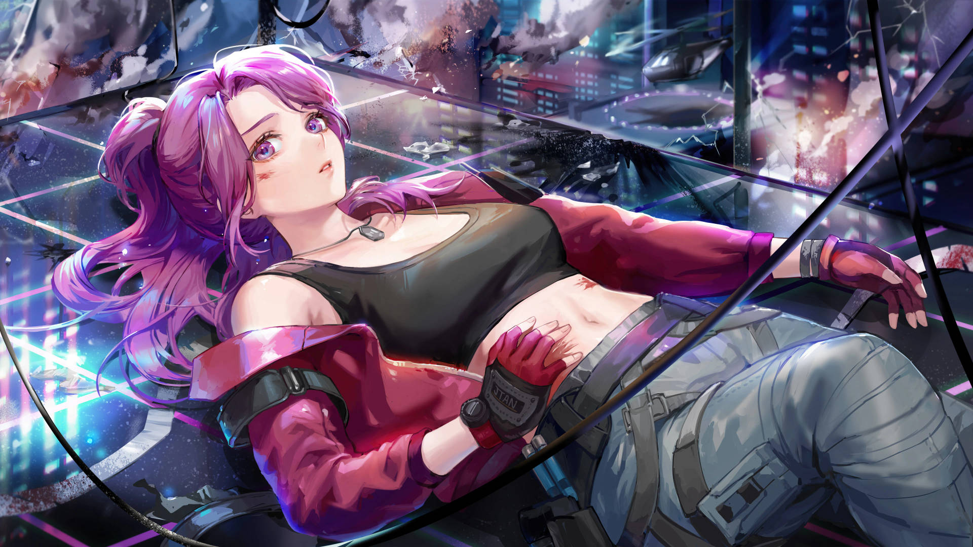 8k Anime Punk Girl Background