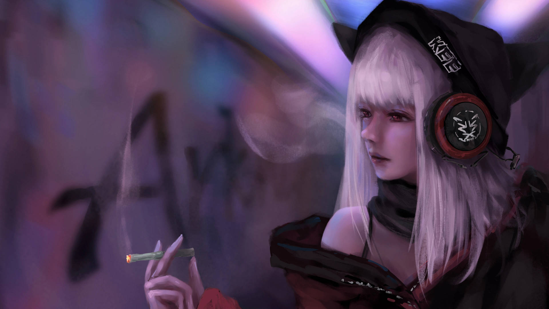 8k Anime Smoking Punk Girl