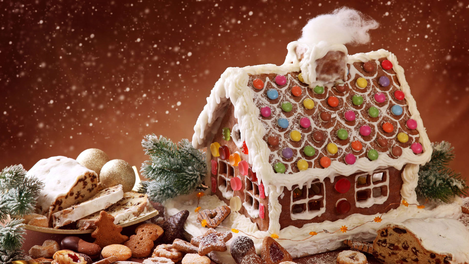 8k Christmas Gingerbread House Background