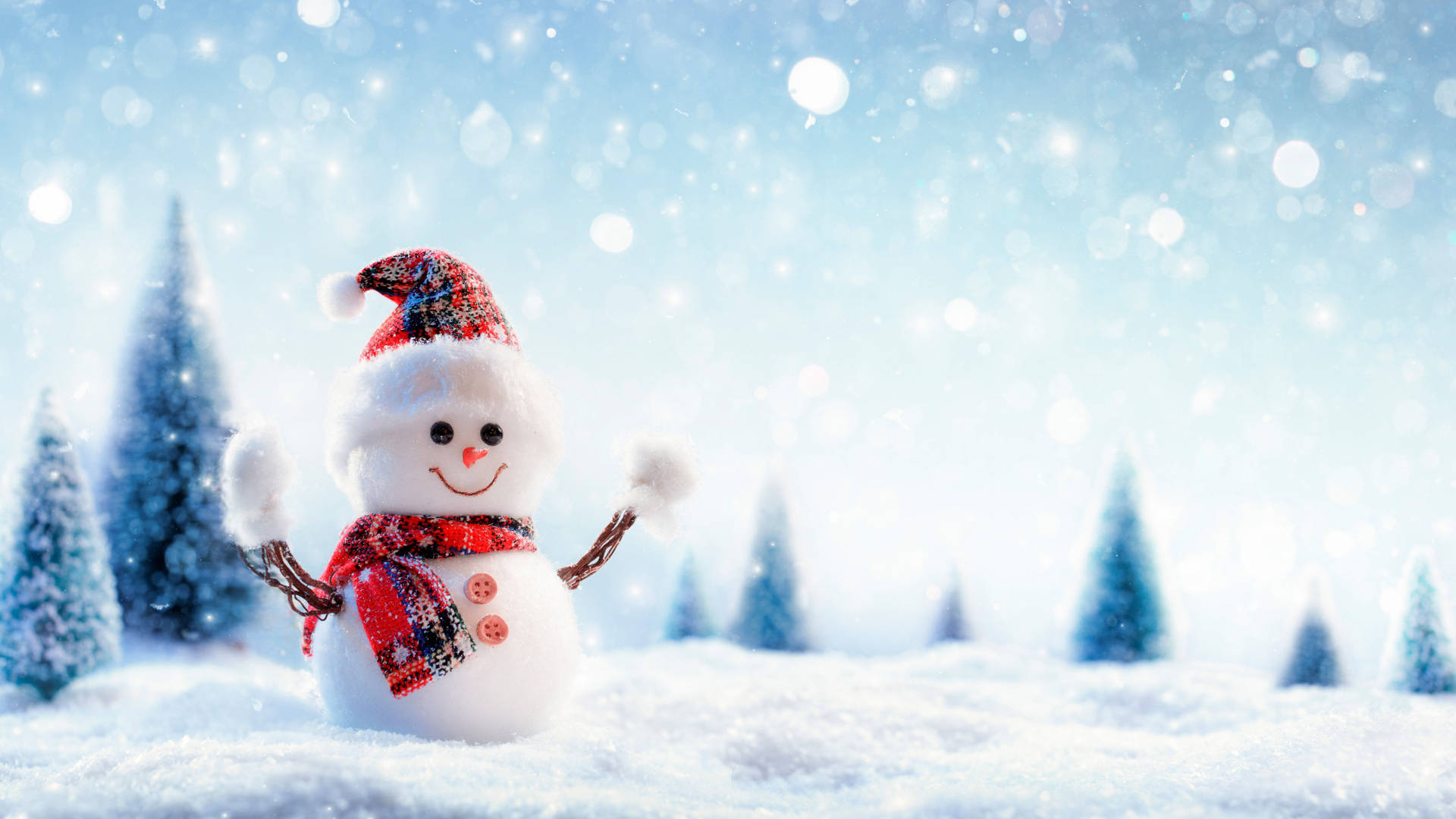 8k Christmas Happy Snowman Background