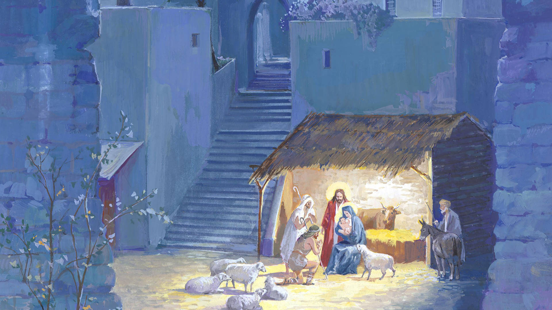 8k Christmas Nativity Painting Background
