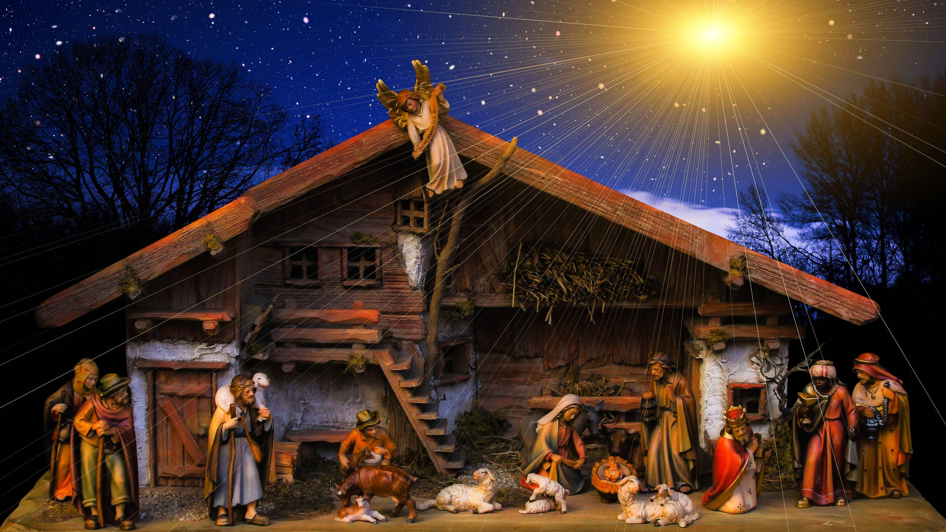8k Christmas Nativity Scene Background