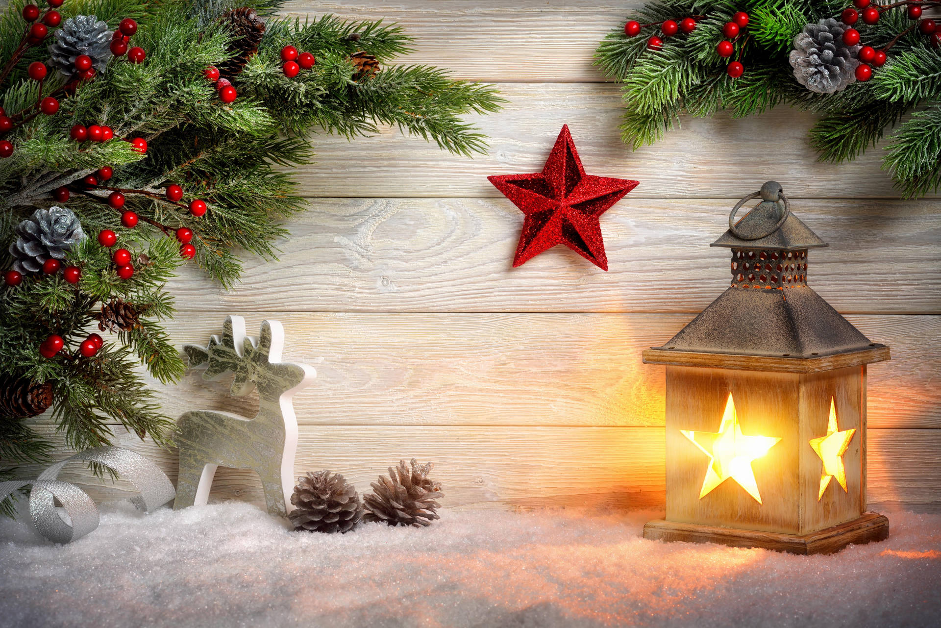 8k Christmas Star Lantern Background