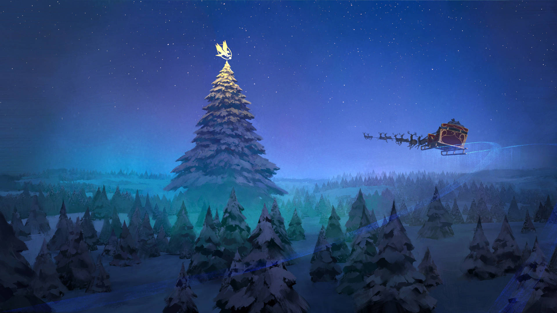 8k Christmas Tree And Santa Background
