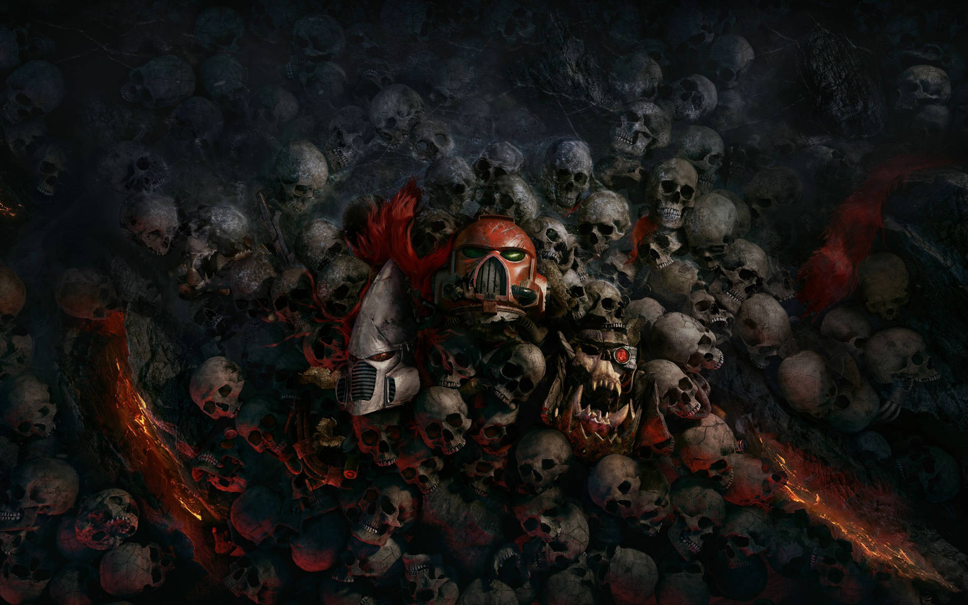 8k Desktop Pile Of Skulls Background