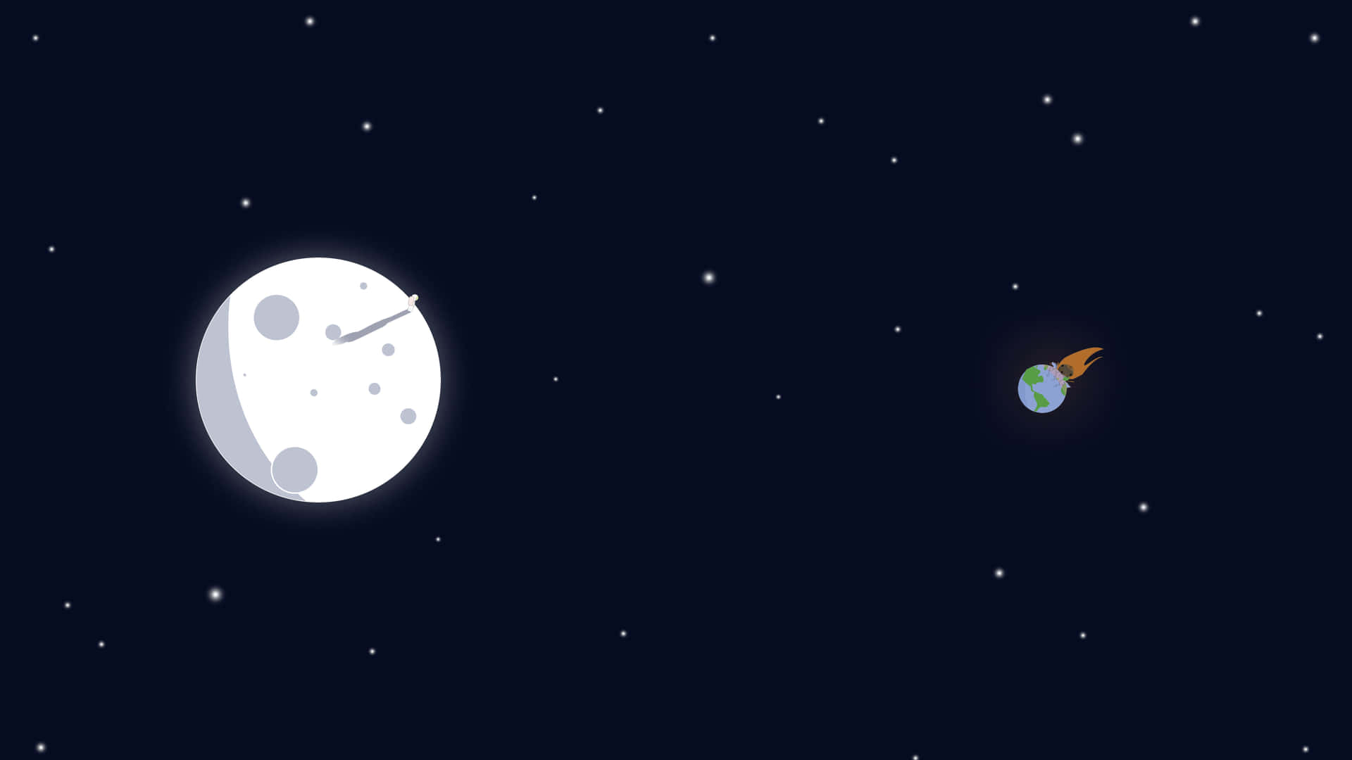 8k Minimalist Moon And Earth In Galaxy Background