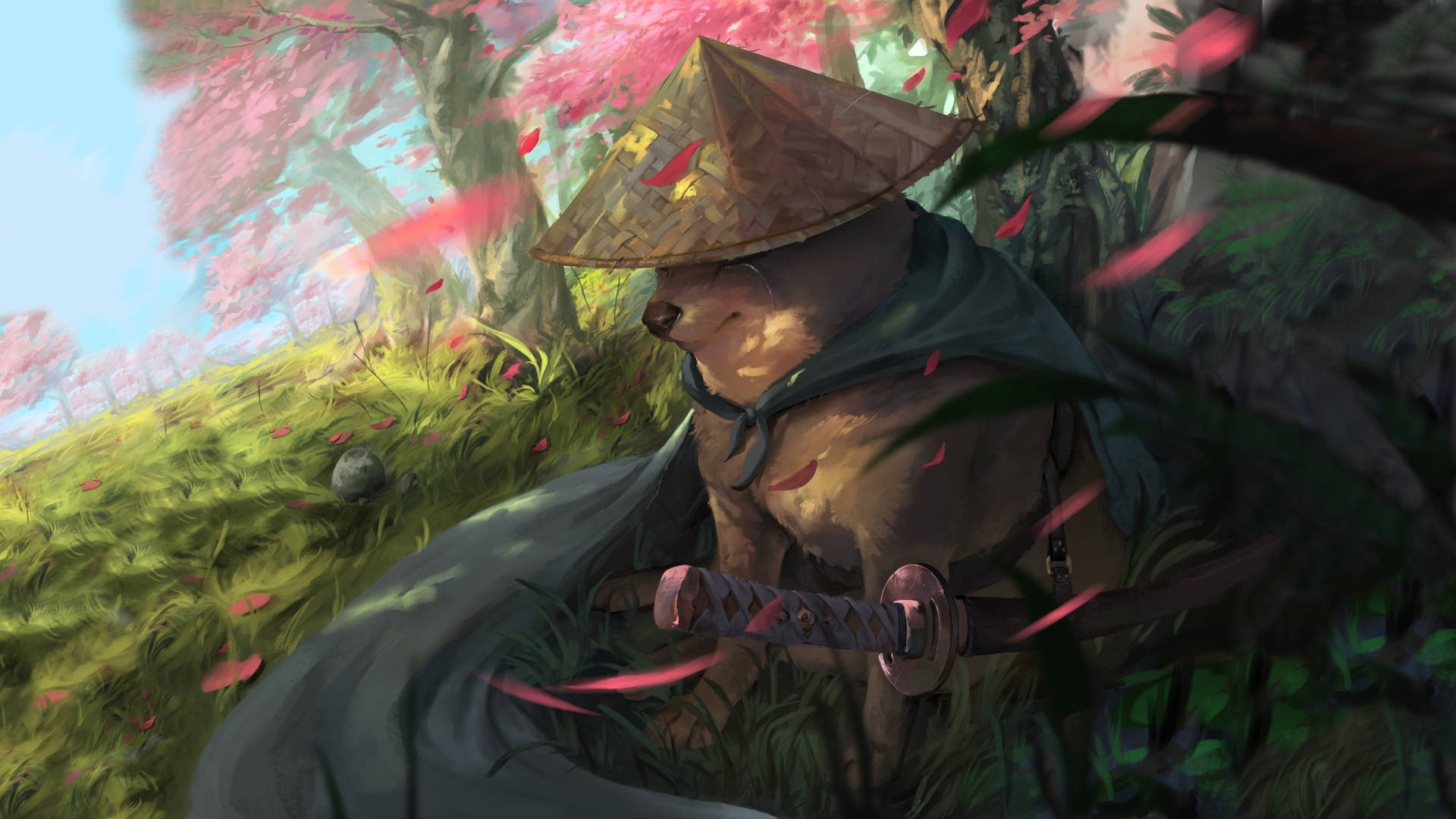 8k Samurai Cute Doggo Background