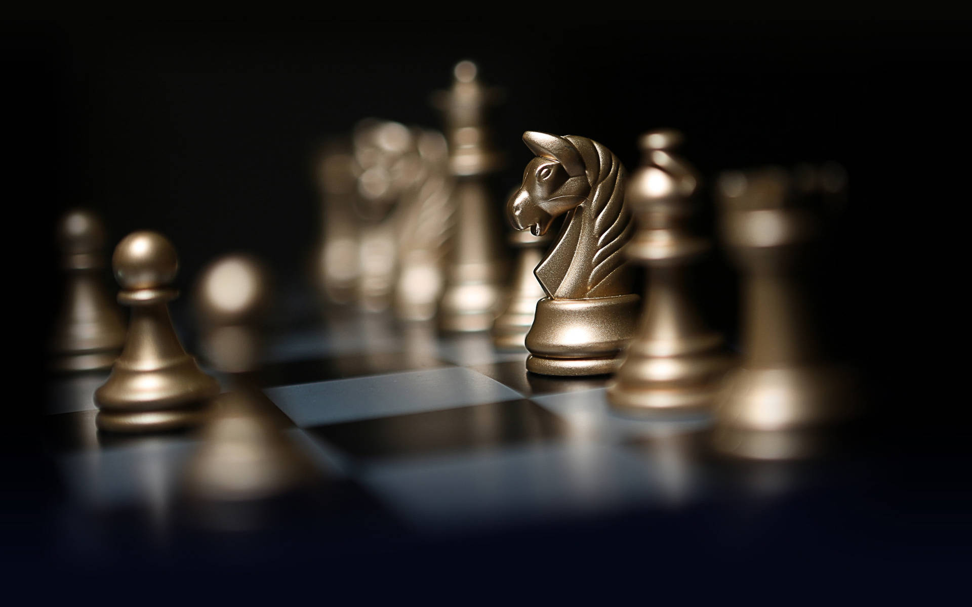 8k Ultra Hd Gold Chessboard Pieces Background