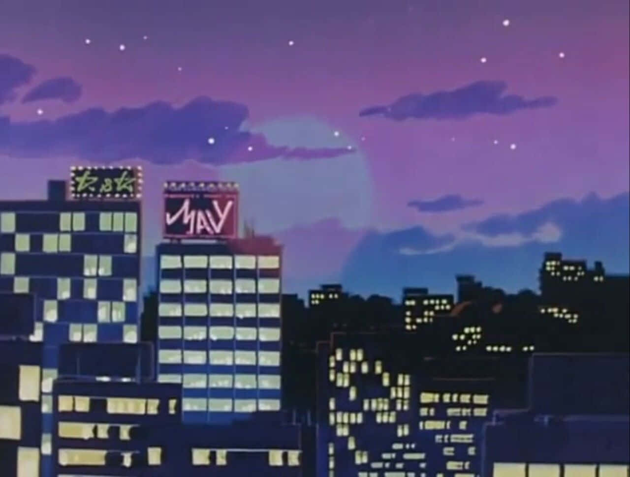 90 Anime Aesthetic Cityscape Background