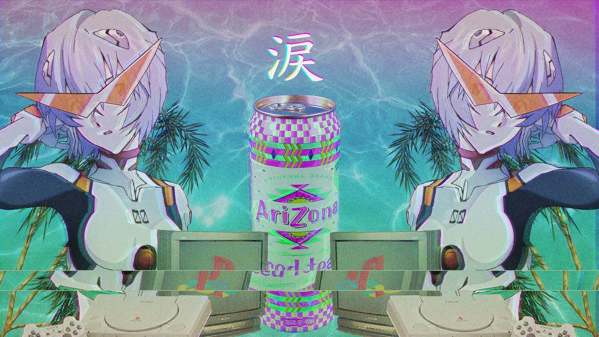 90 Anime Aesthetic Glitch Background