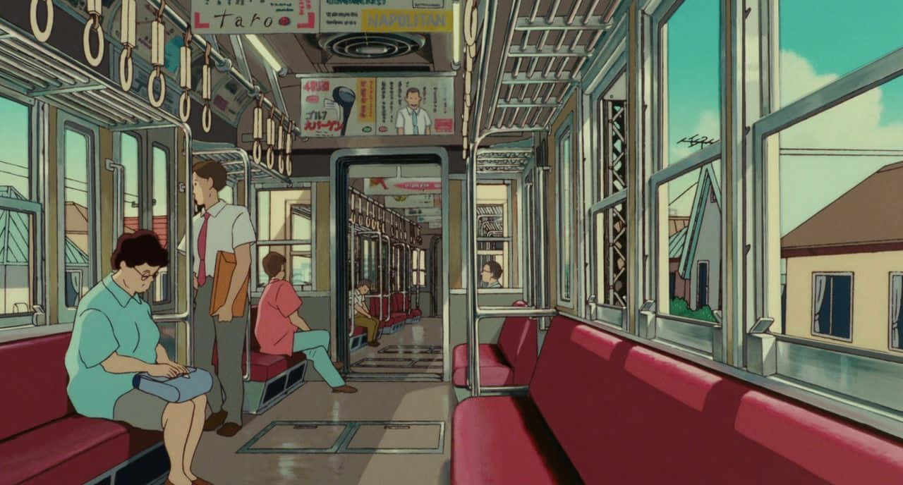 90 Anime Aesthetic Inside Train Background