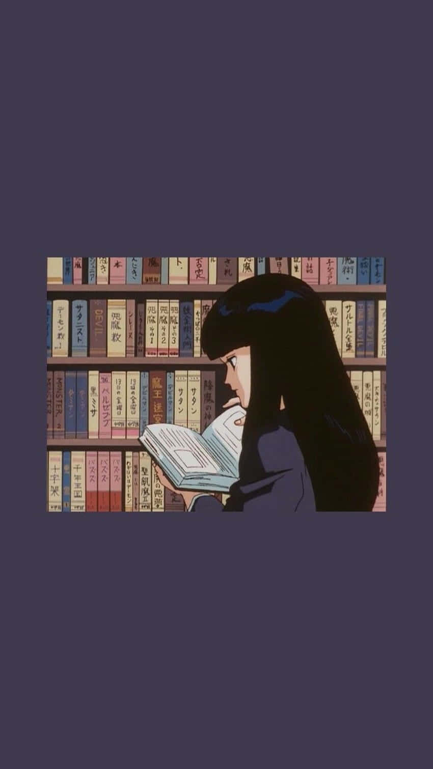 90s Anime Aesthetic Reading Girl Background