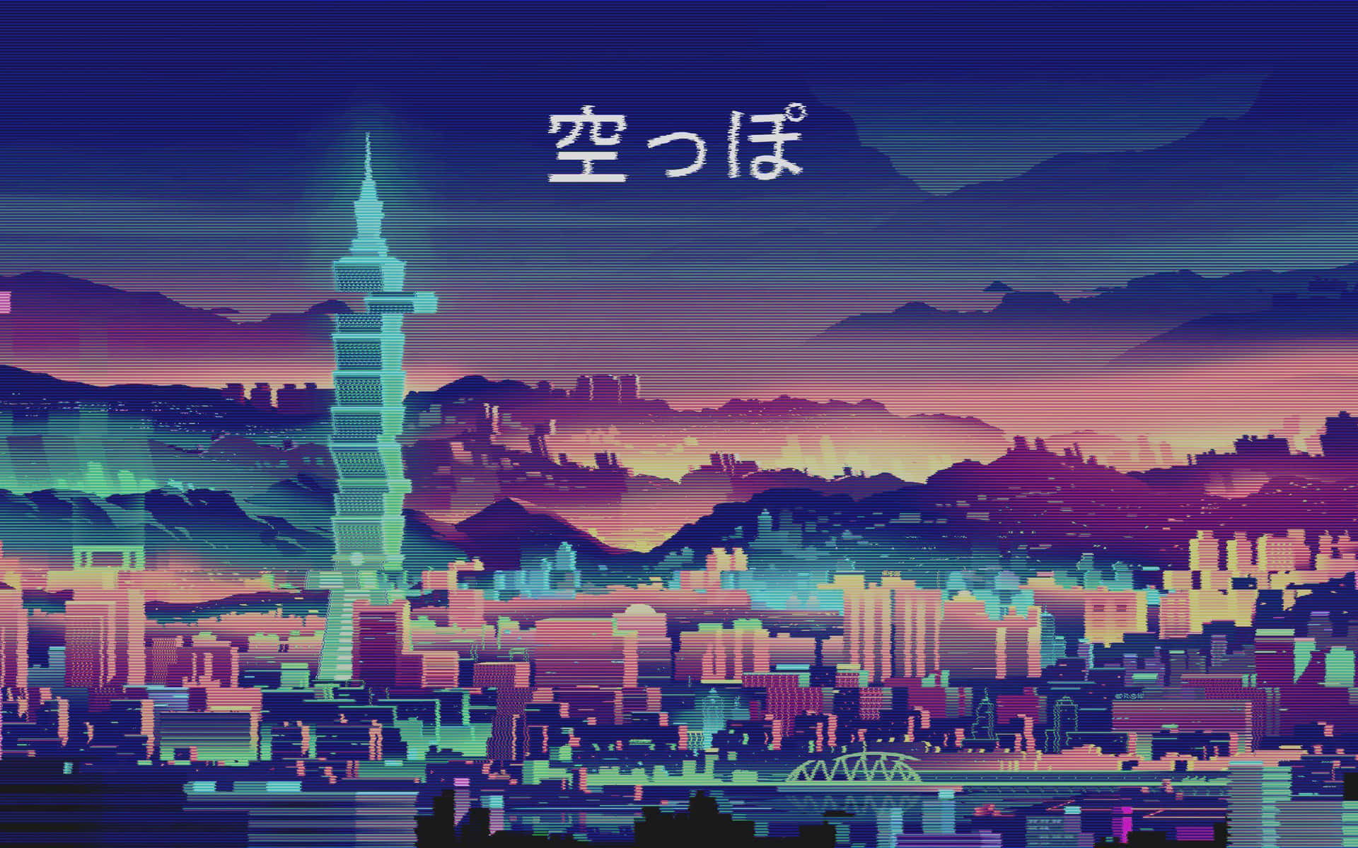 90s Anime Aesthetic Tokyo Skyscrapers Background