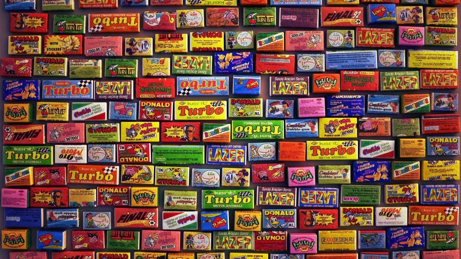 90s Computer Displaying Protein Bars Background