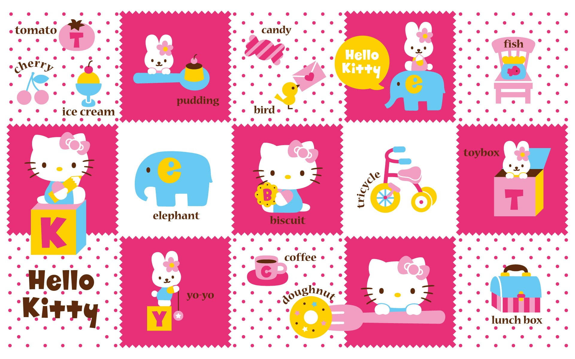 90s Mini Hello Kitty Desktop Background