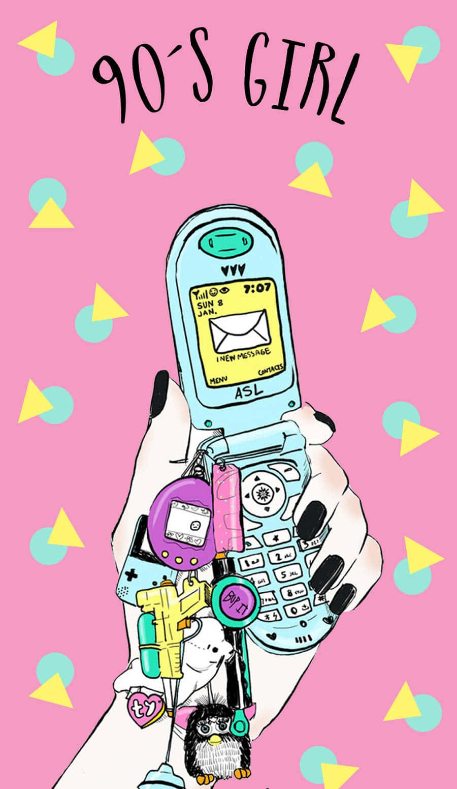 90s Style Girl Background Clamshell Phone Background