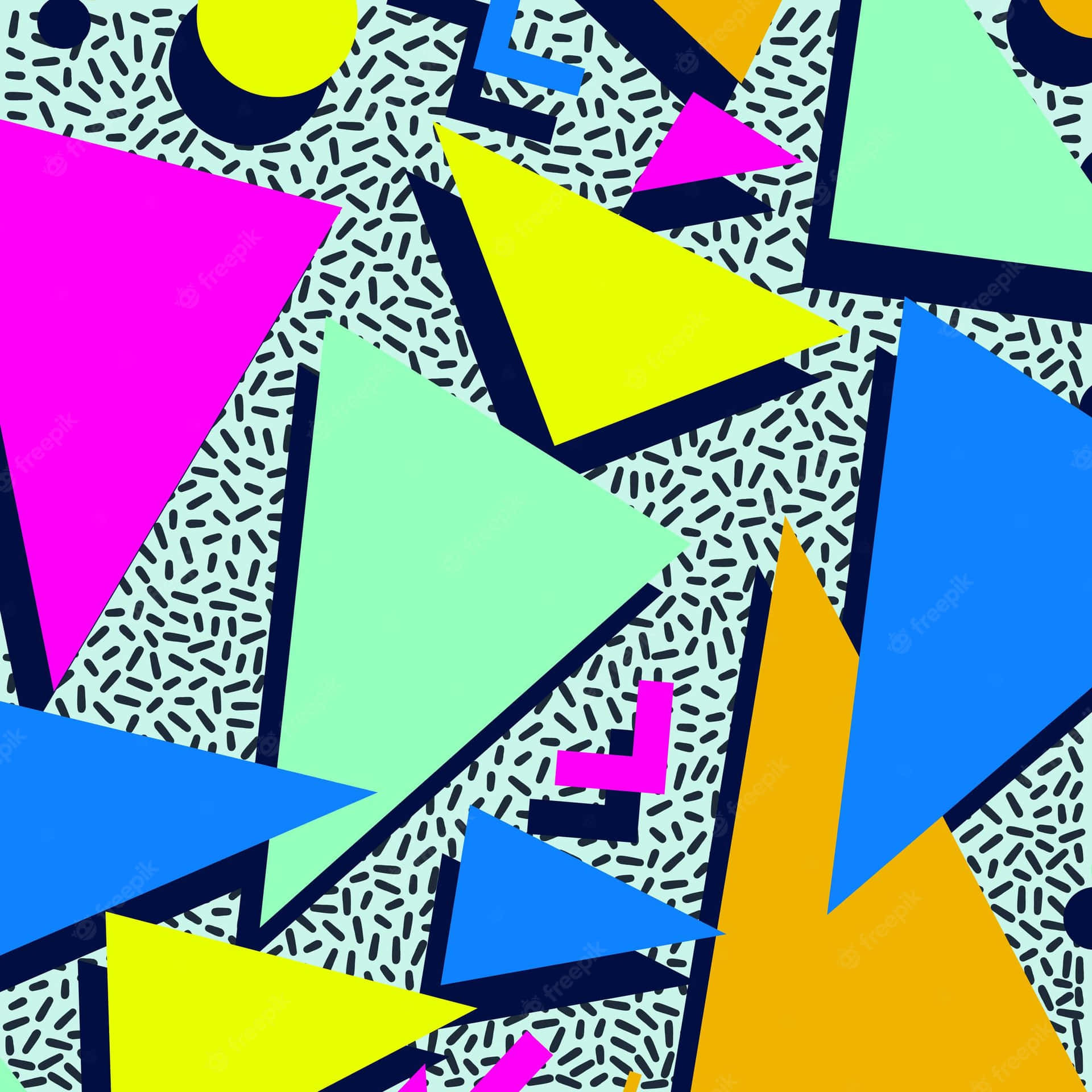 90s Style Triangles And Lines Background