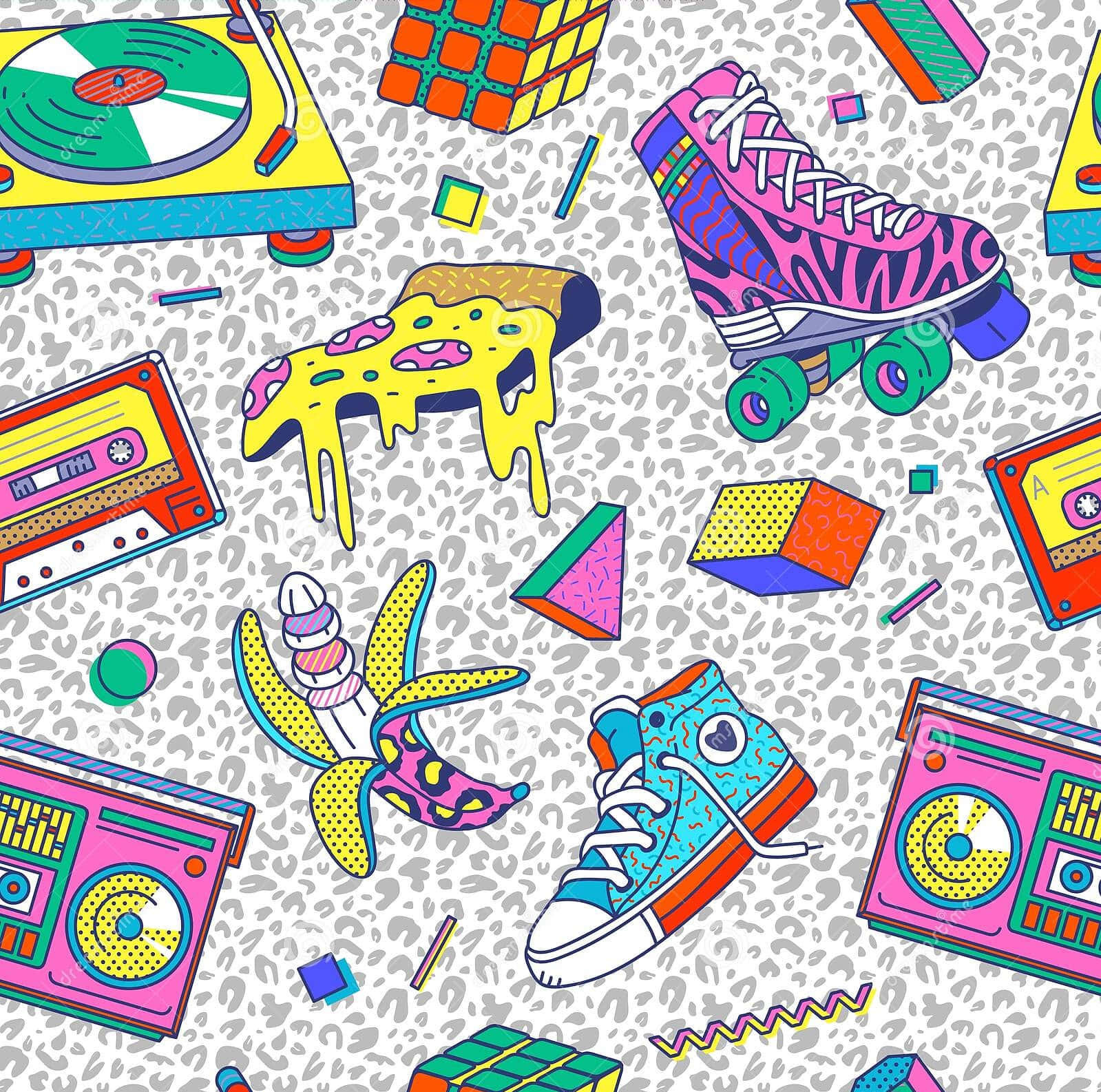 90s Style With Retro Items Background