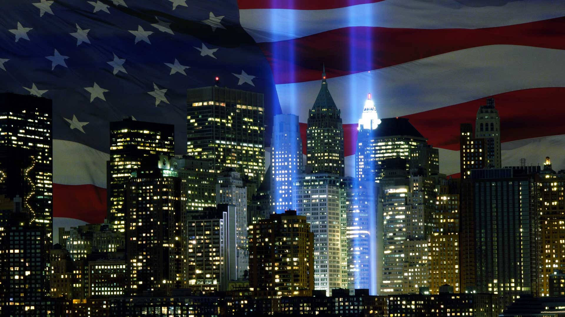 911 Memorial Tribute And Flag Background