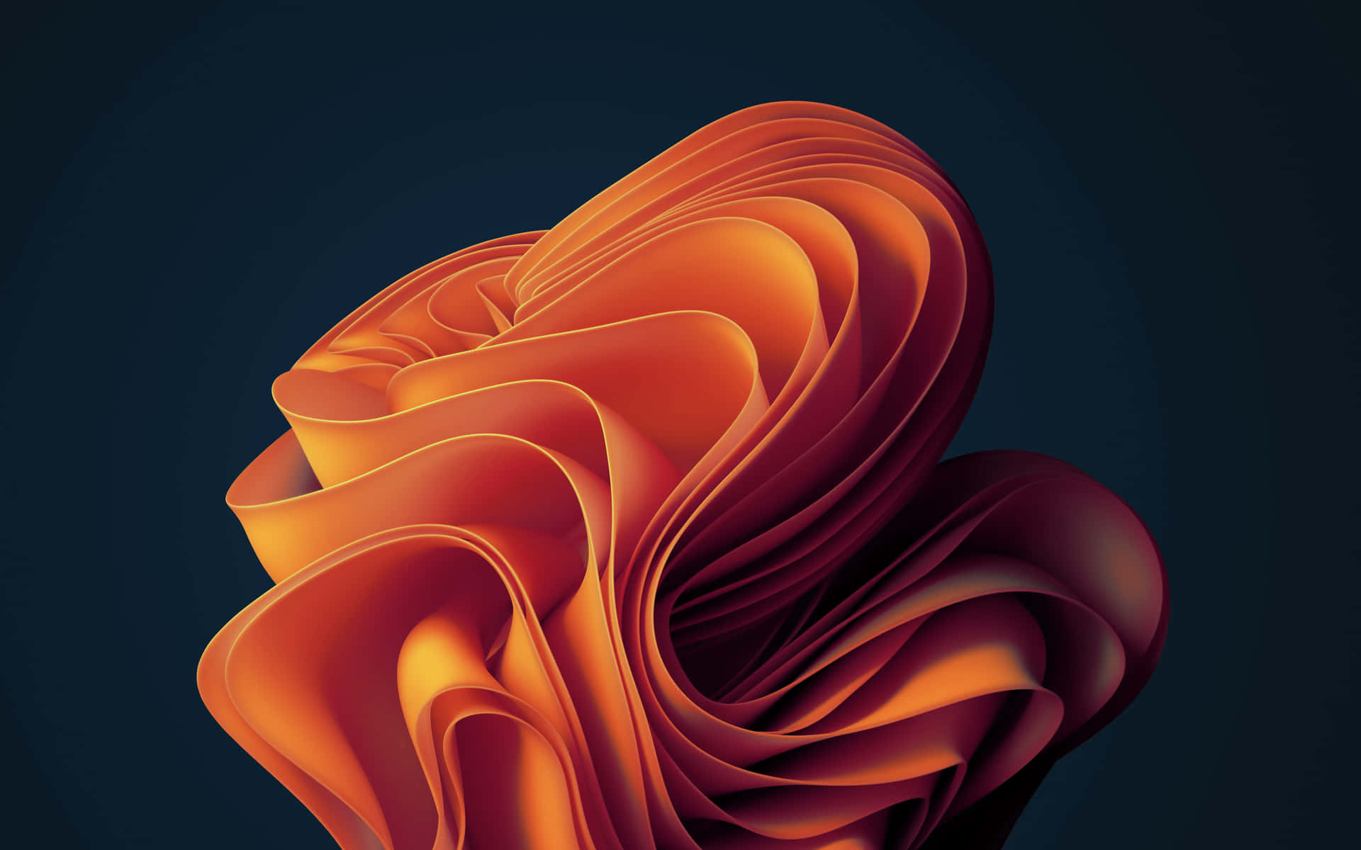 A 3d Image Of A Wavy Orange Shape Background