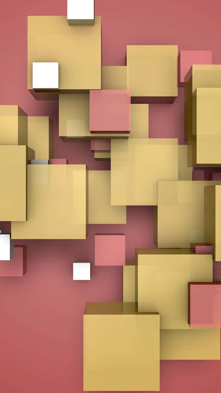 A 3d Image Of A Yellow And White Cube Background