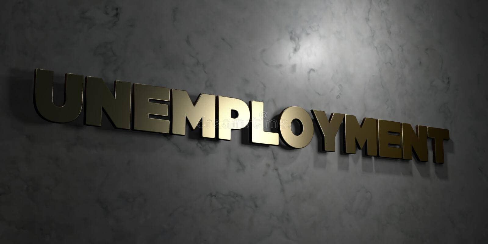 A 3d Render Of The Word 'unemployment' In Gold Background