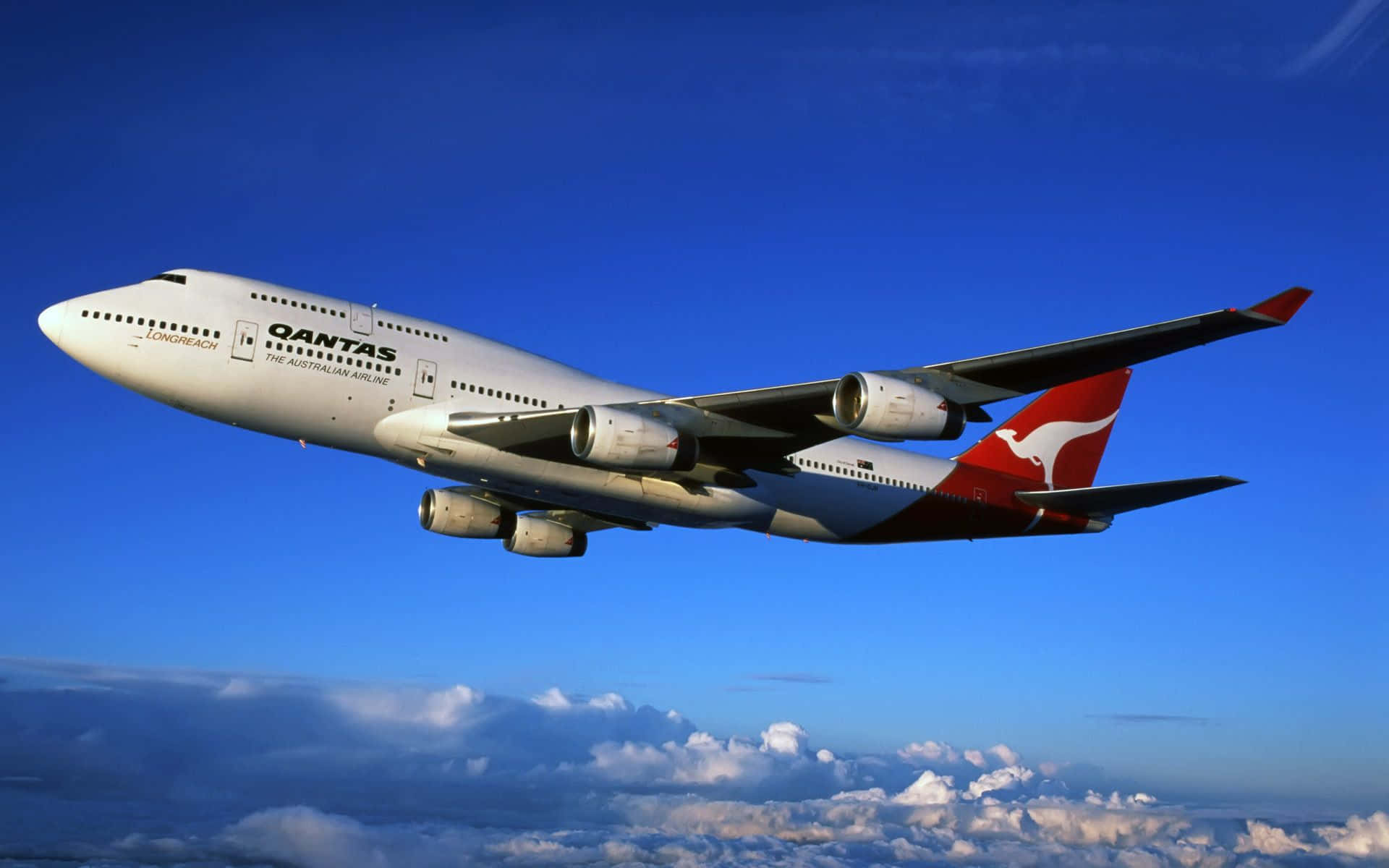 A 747 Commercial Airplane Taking Off Background