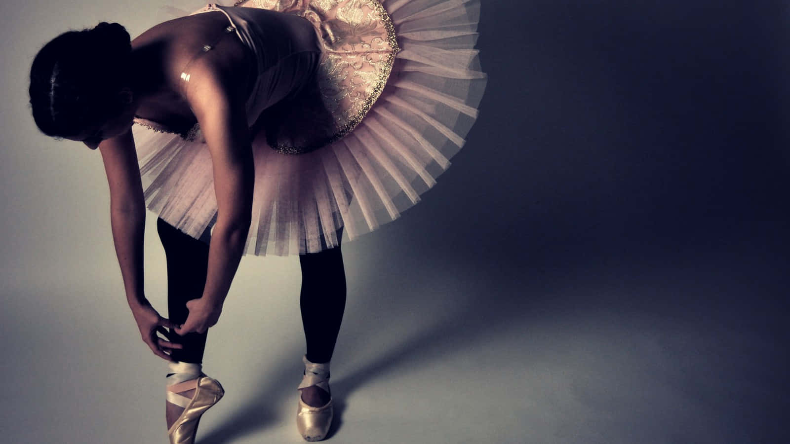 A Ballerina Is Posing In A Pink Tutu Background