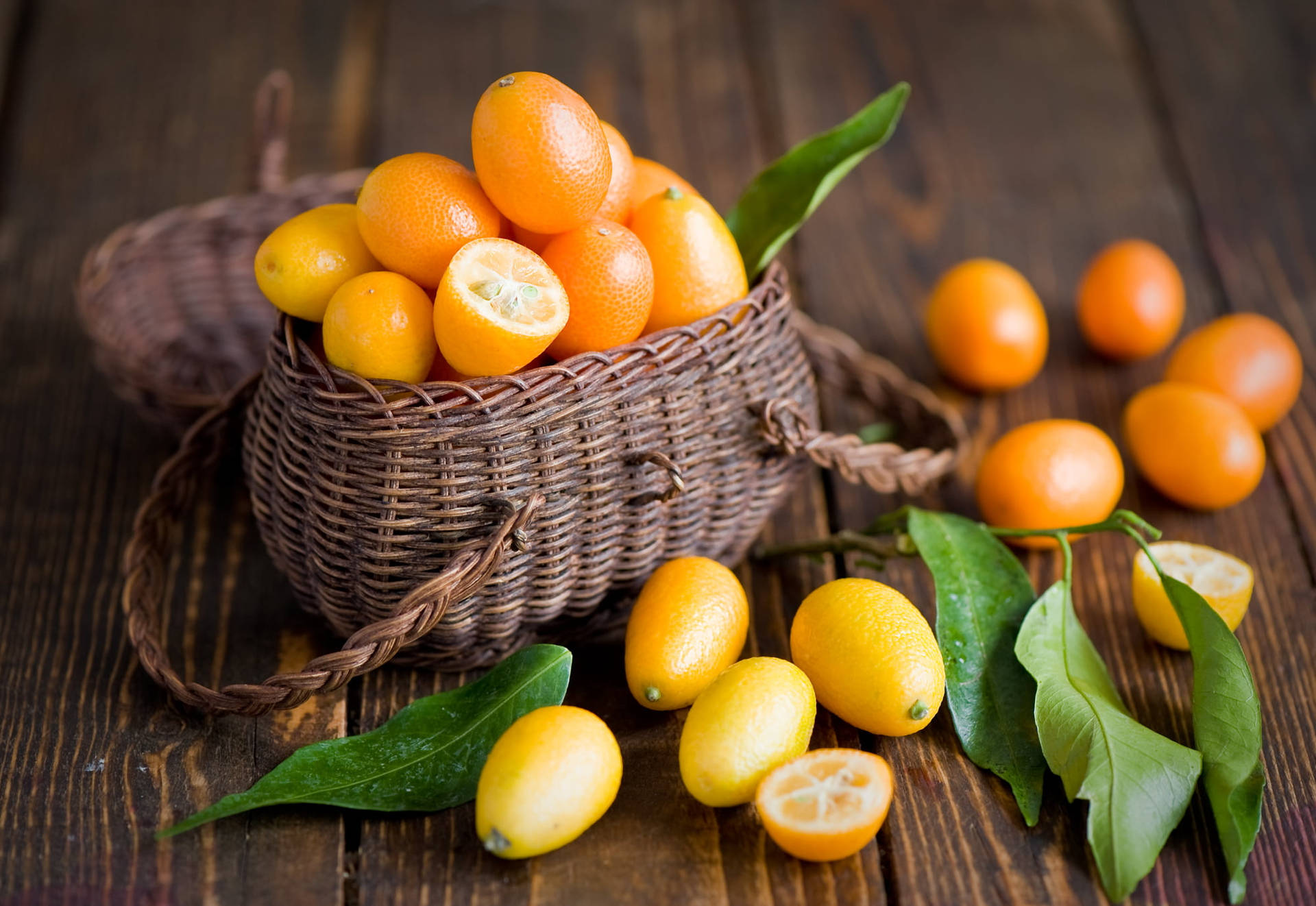 A Basket Of Bright And Fresh Kumquats