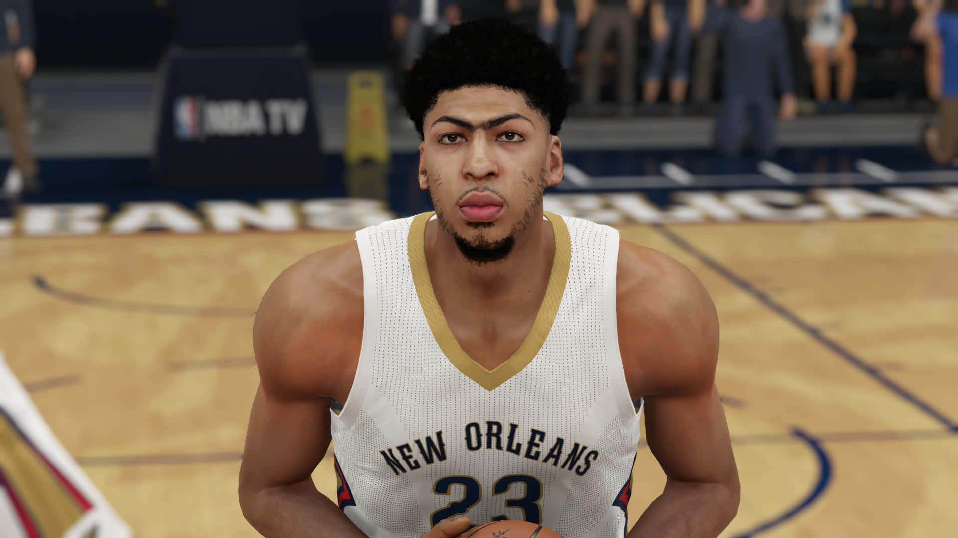A Basketball Player In A Video Game Background