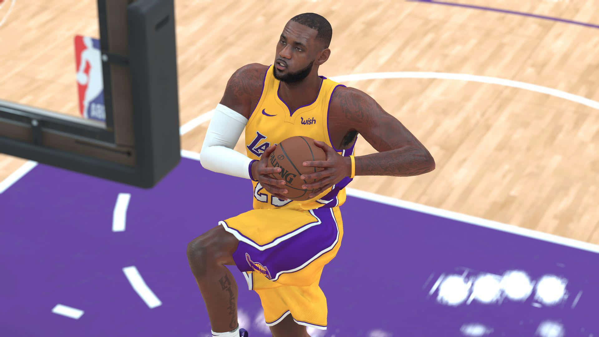 A Basketball Player Is Dribbling In A Game Background