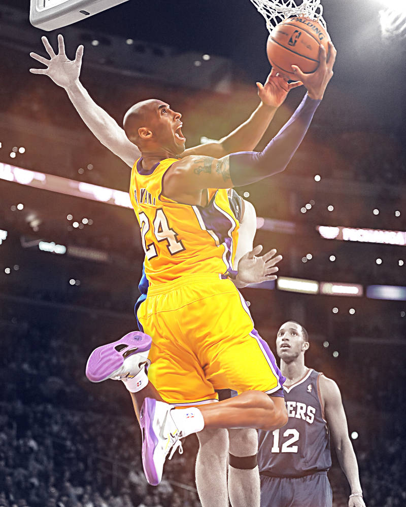 A Basketball Player Is In The Air Background