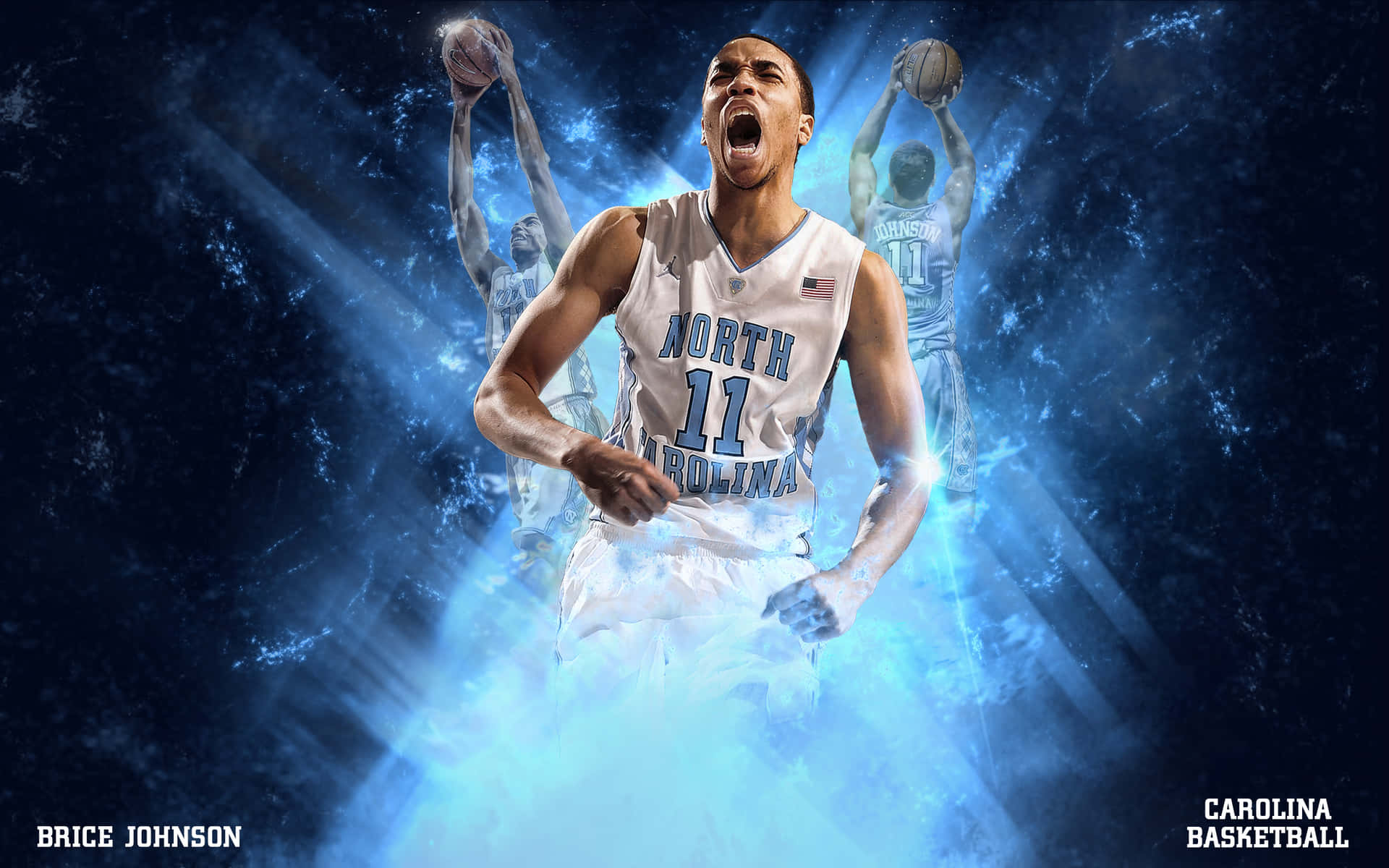 A Basketball Player Is Shown In A Blue Background Background