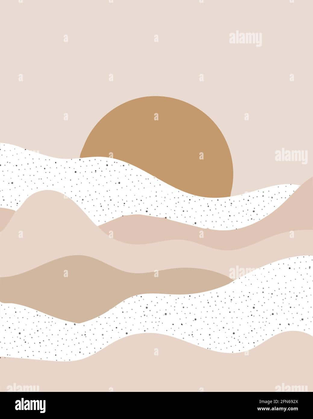 A Beach Scene With A Sun And Waves - Stock Image Background