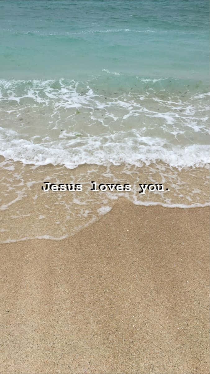 A Beach With Waves And The Words Thank You Background