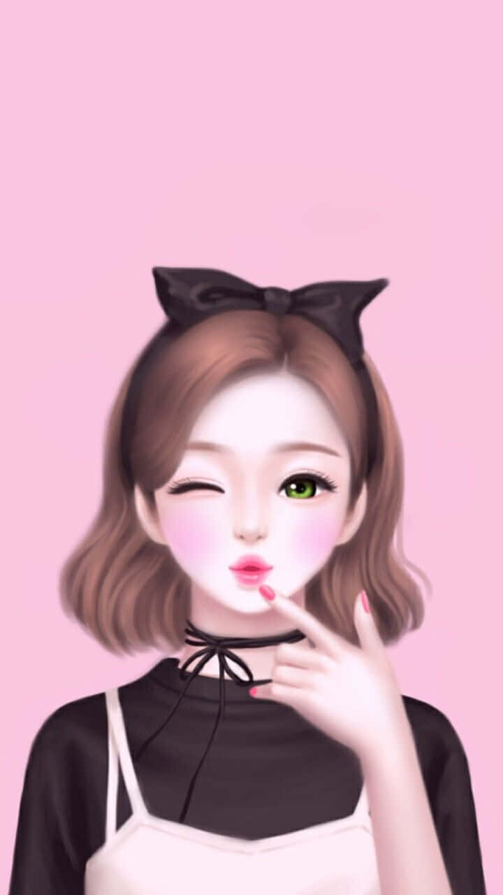 A Beaming, Beautiful Girl Cartoon Character Proudly Displaying Her Artwork. Background