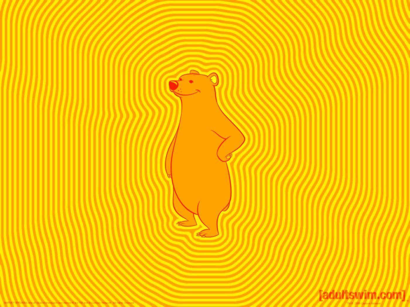 A Bear Standing On A Yellow Background Background