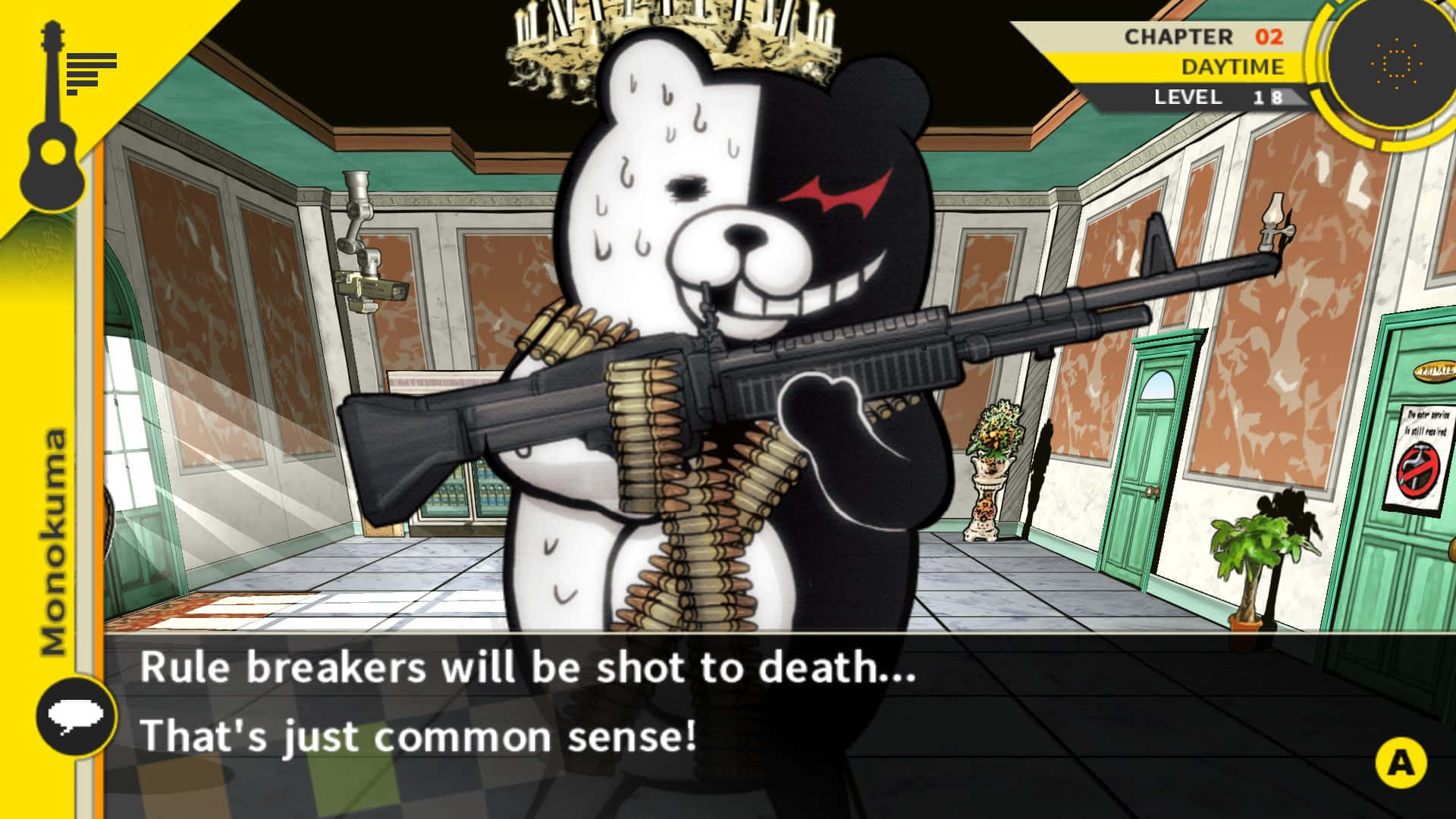 A Bear With A Gun In Front Of A Building Background