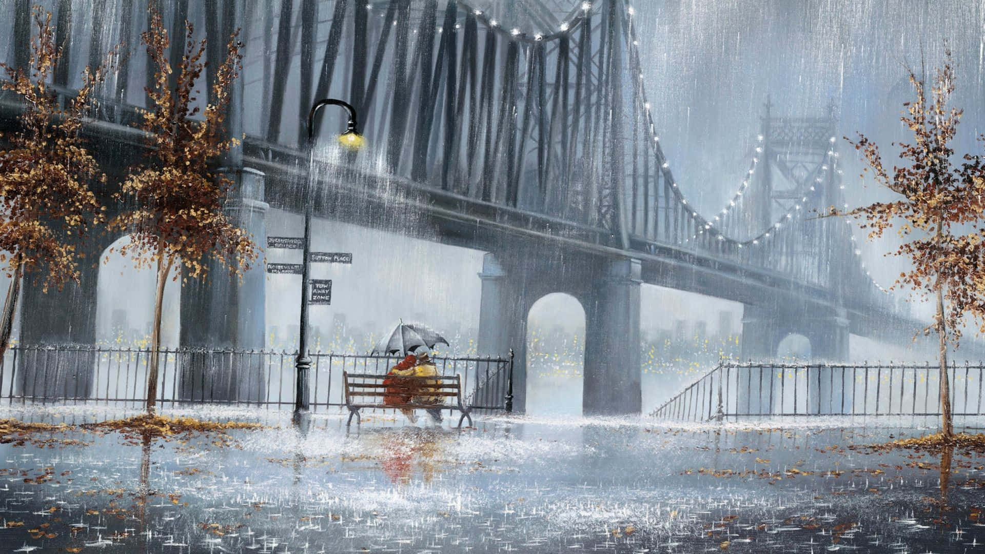 A Beautiful And Tranquil View Of A Rainy Day. Background