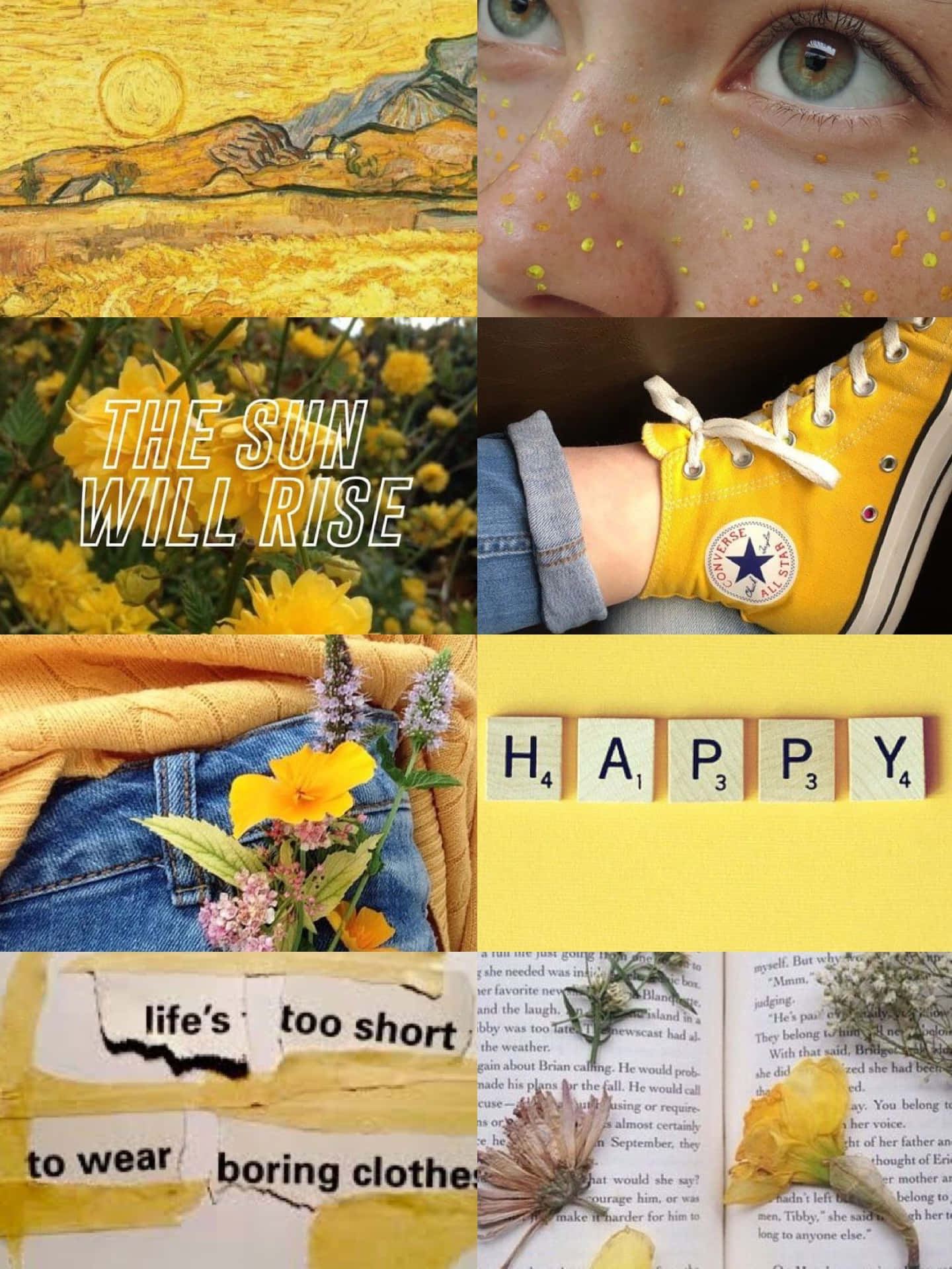 A Beautiful And Vibrant Yellow Aesthetic Collage. Background