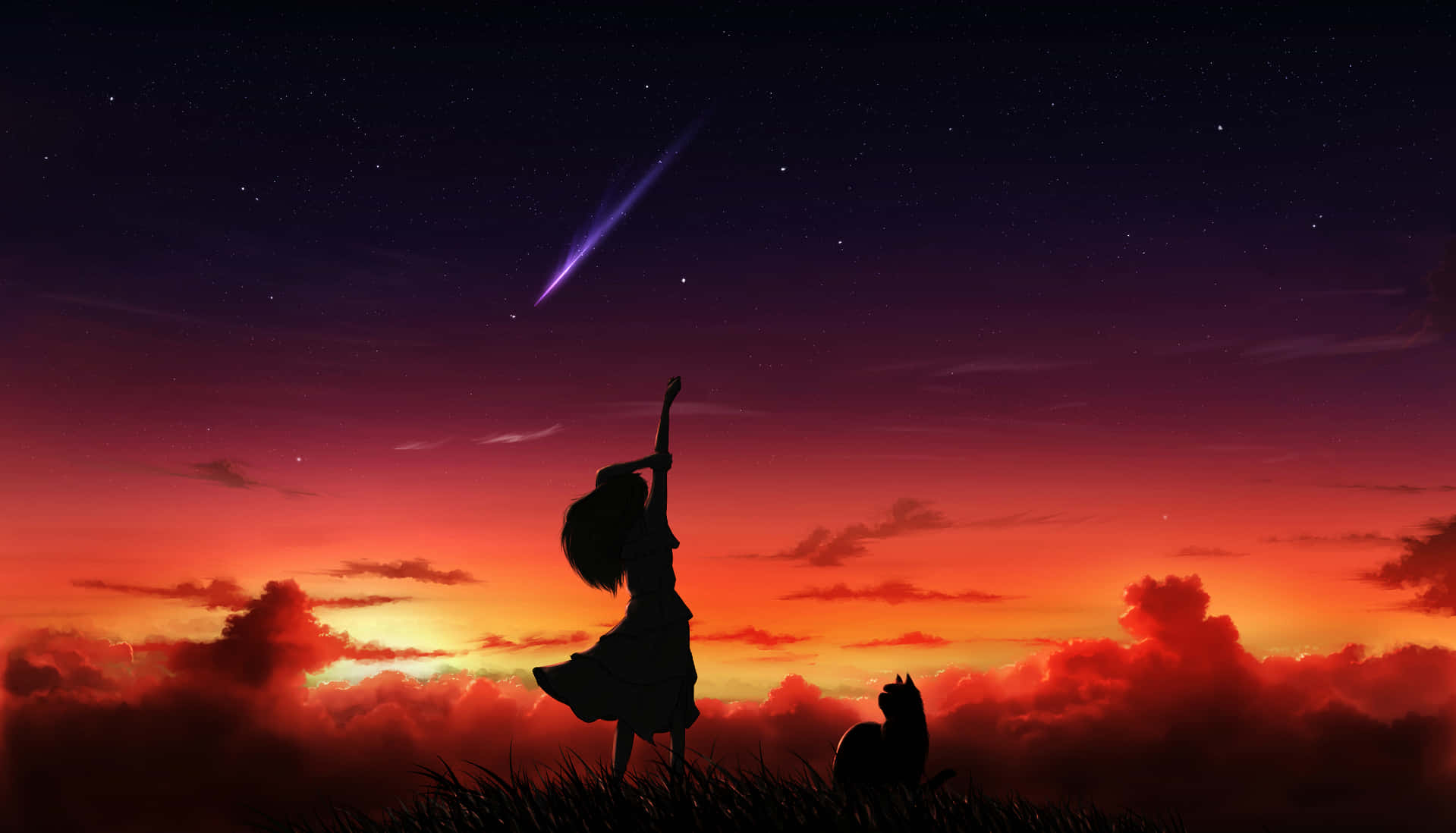 A Beautiful Anime Sunset View Background