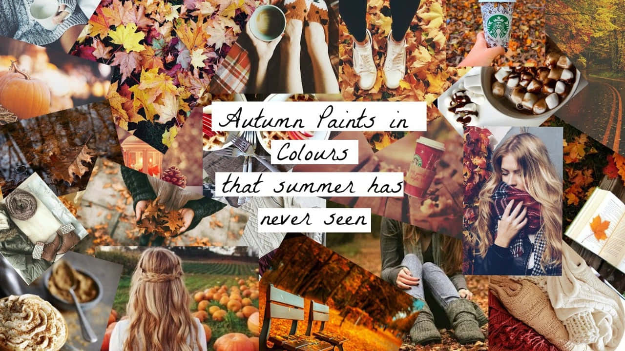 A Beautiful Autumn Collage Featuring A Variety Of Colors And Scenery Background