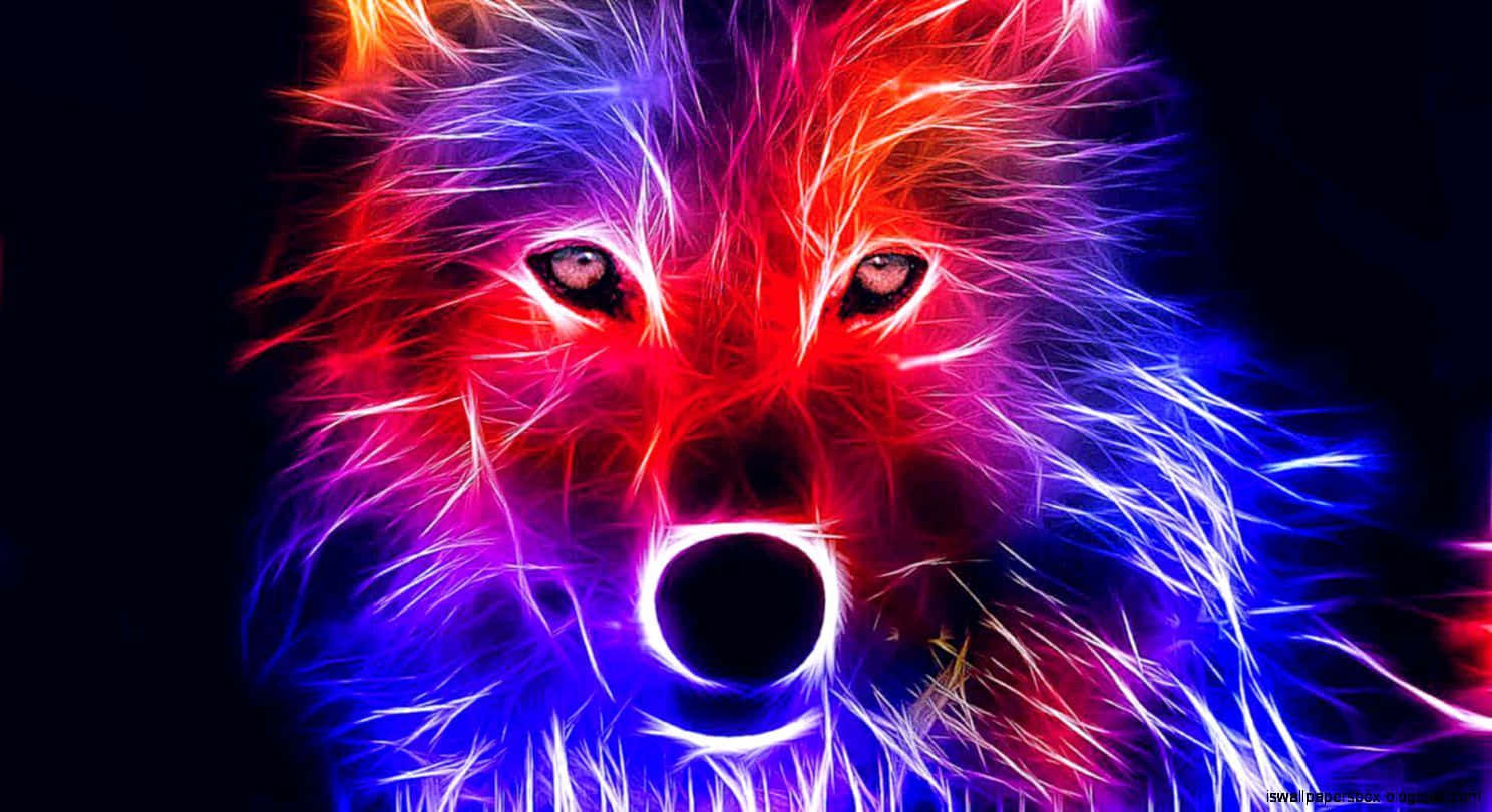 A Beautiful, Blue-eyed Wolf Looks Straight Into The Camera, Its Vibrant Fur Glowing In The Sunlight. Background