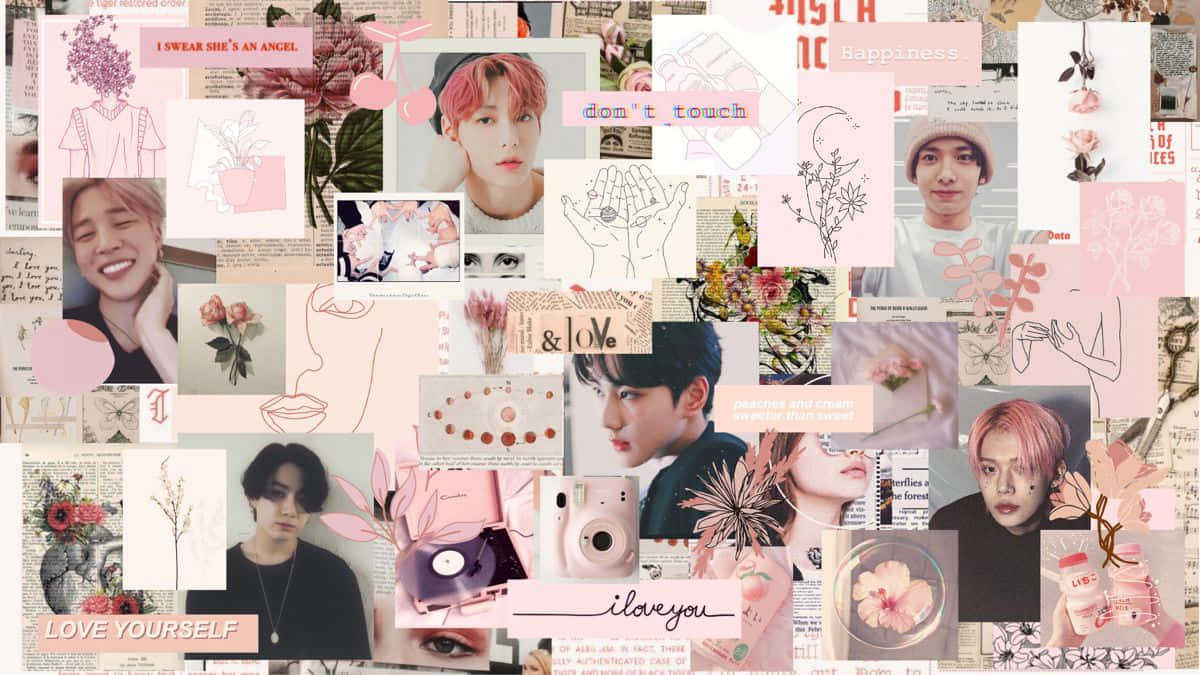 A Beautiful Bts Pink Aesthetic Desktop Background. Background