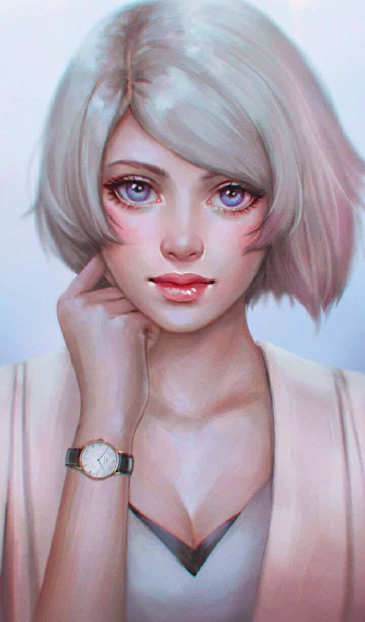 A Beautiful Cartoon Girl - She's Ready To Take On The World! Background
